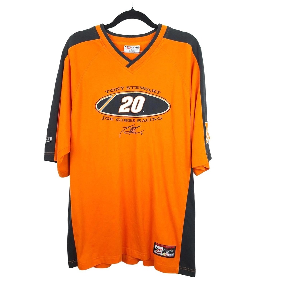 Vintage Chase Authentics Tony Stewart "20" NASCAR Orange/Black Large T-Shirt